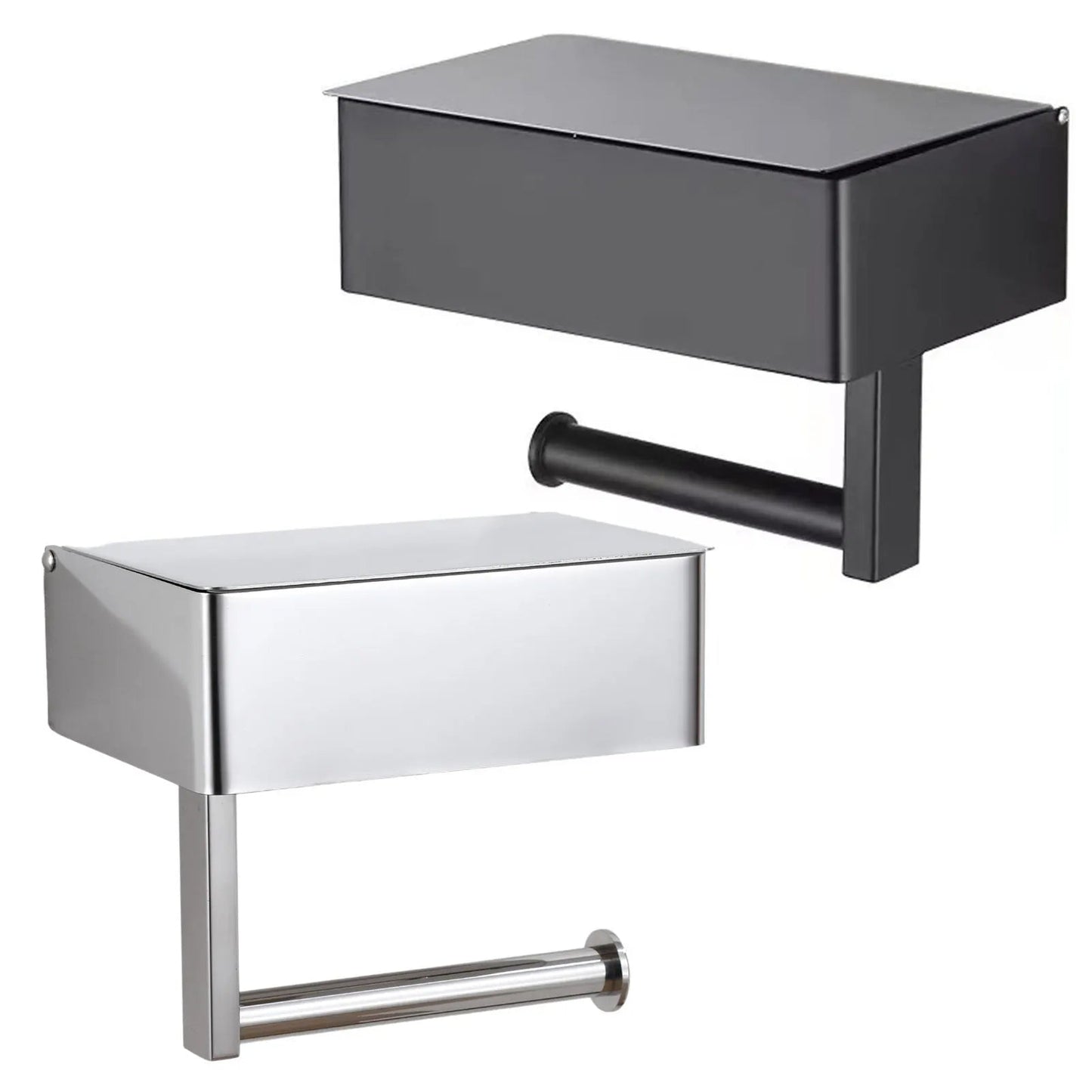 Elegant Metal Toilet Paper Holder in Black or Silver