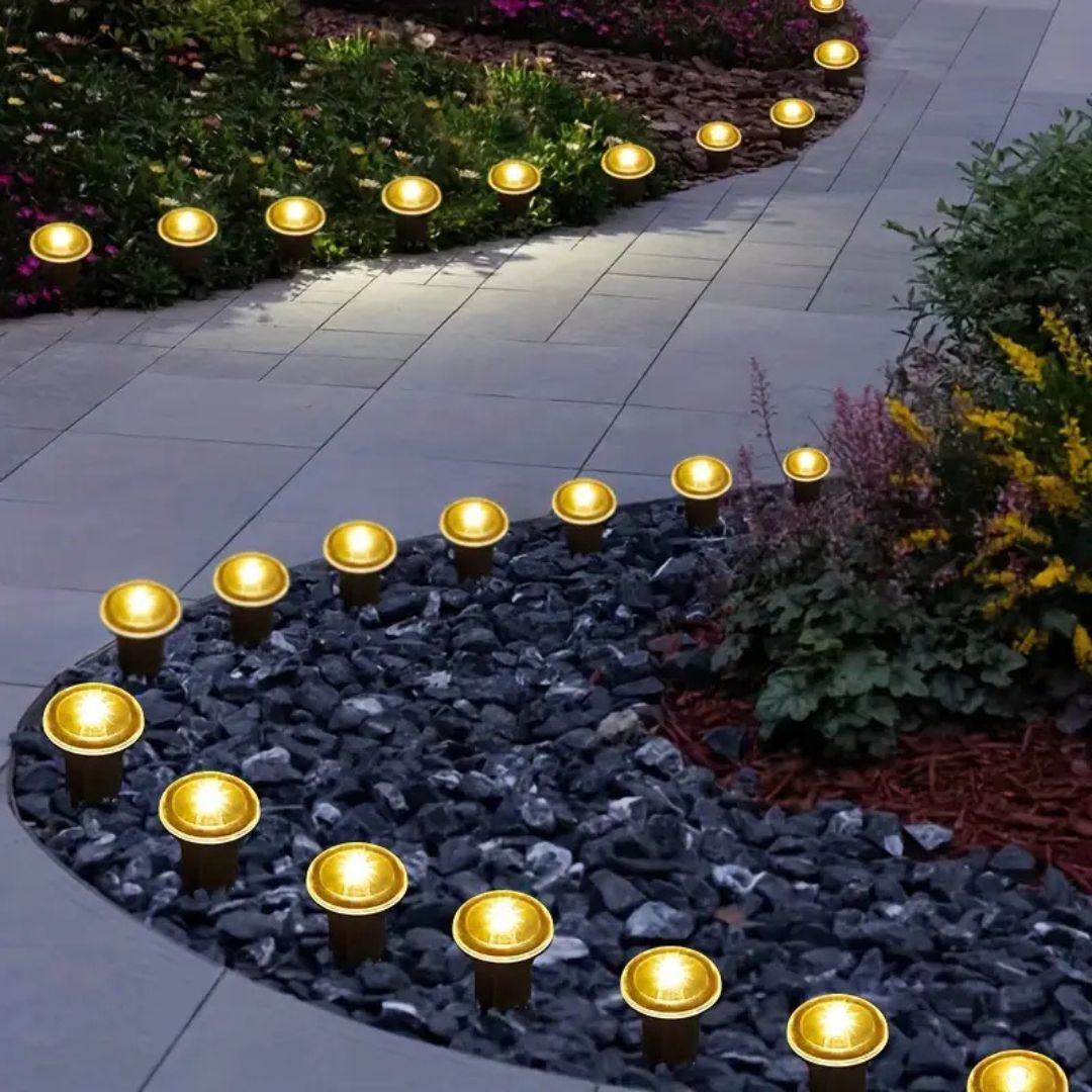 Solar-Powered Flat Path Lights for Garden and Walkways