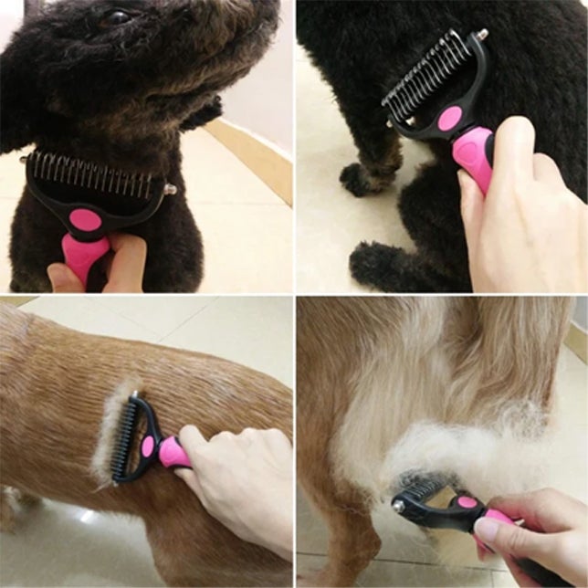 Pet Grooming Brush for Dogs and Cats with Stainless Steel Blade