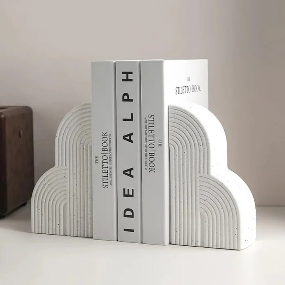 Cloud-Shaped Ceramic Bookends in White and Black