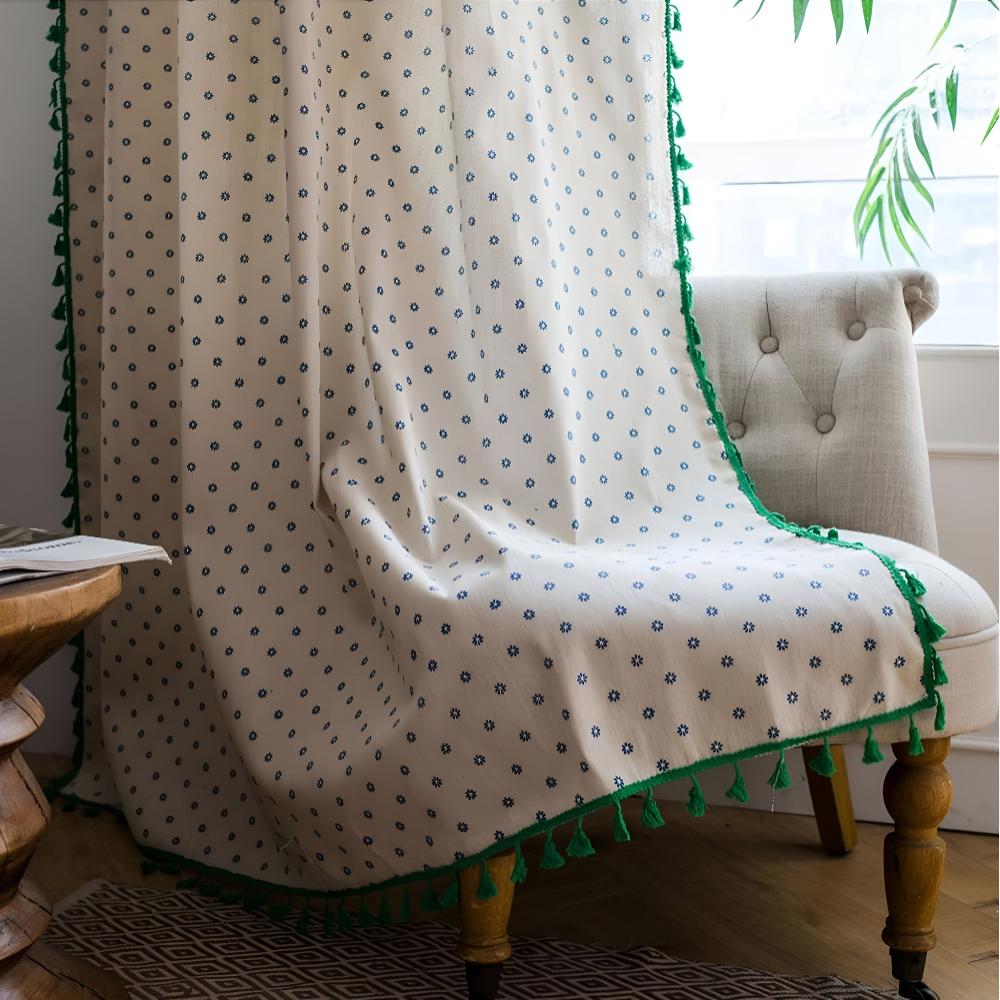 Cottage Petals Semi-Blackout Tassel Curtain