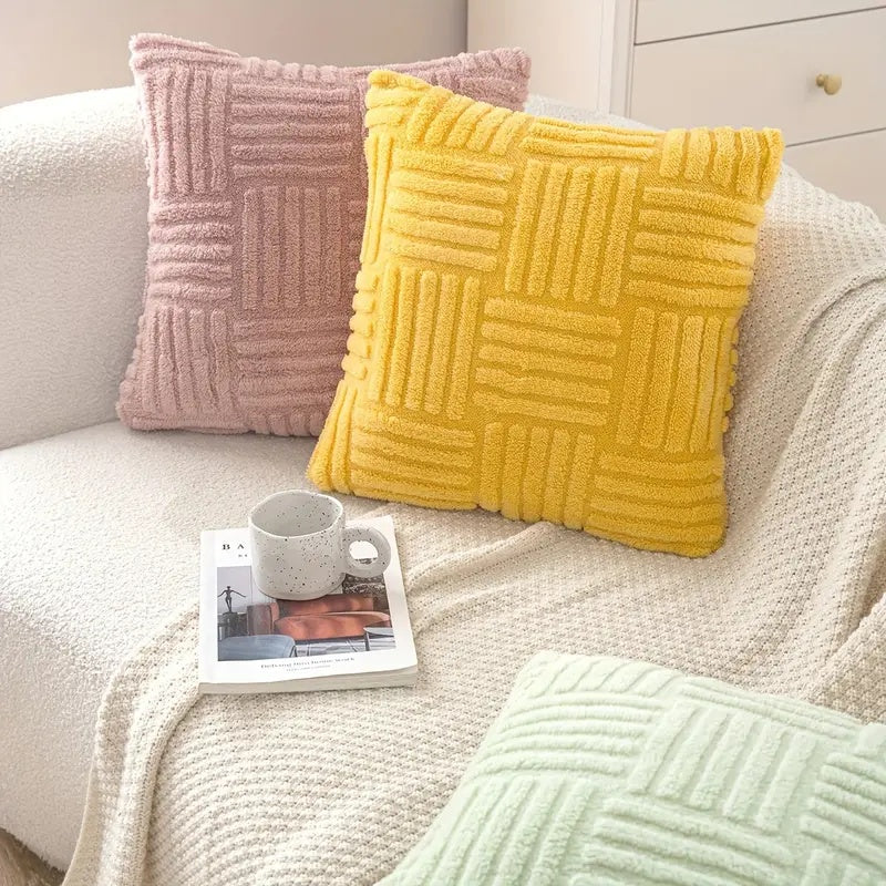 Plush Faux Fur Striped Cushion Cover