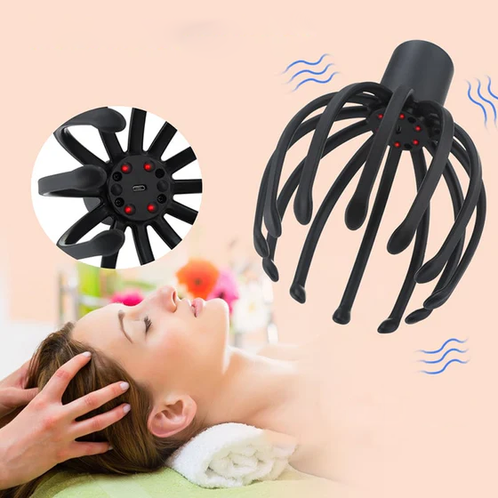Rechargeable Octopus Head Massager with Vibration Settings