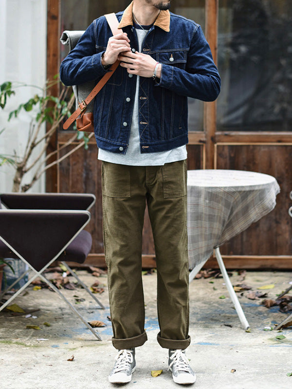 Men's Casual Straight Pants with Adjustable Waist