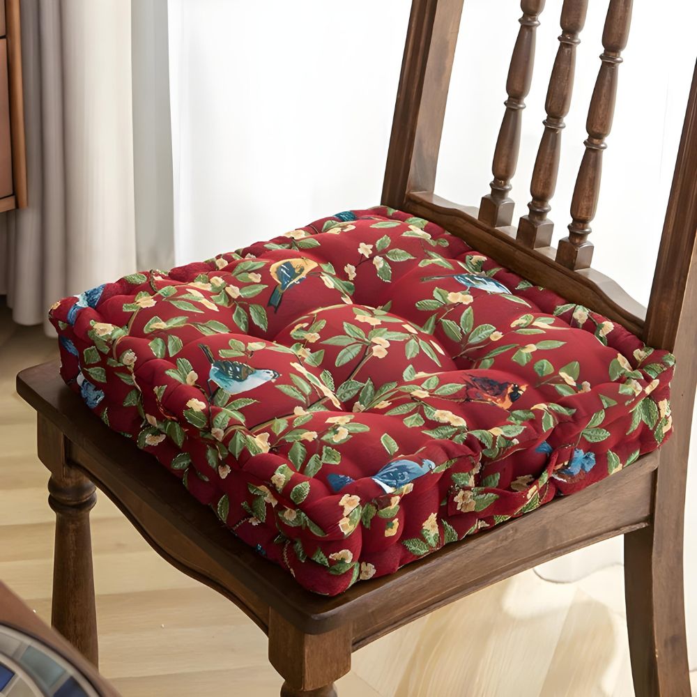Whimsical Bird and Leaf Outdoor Cushion