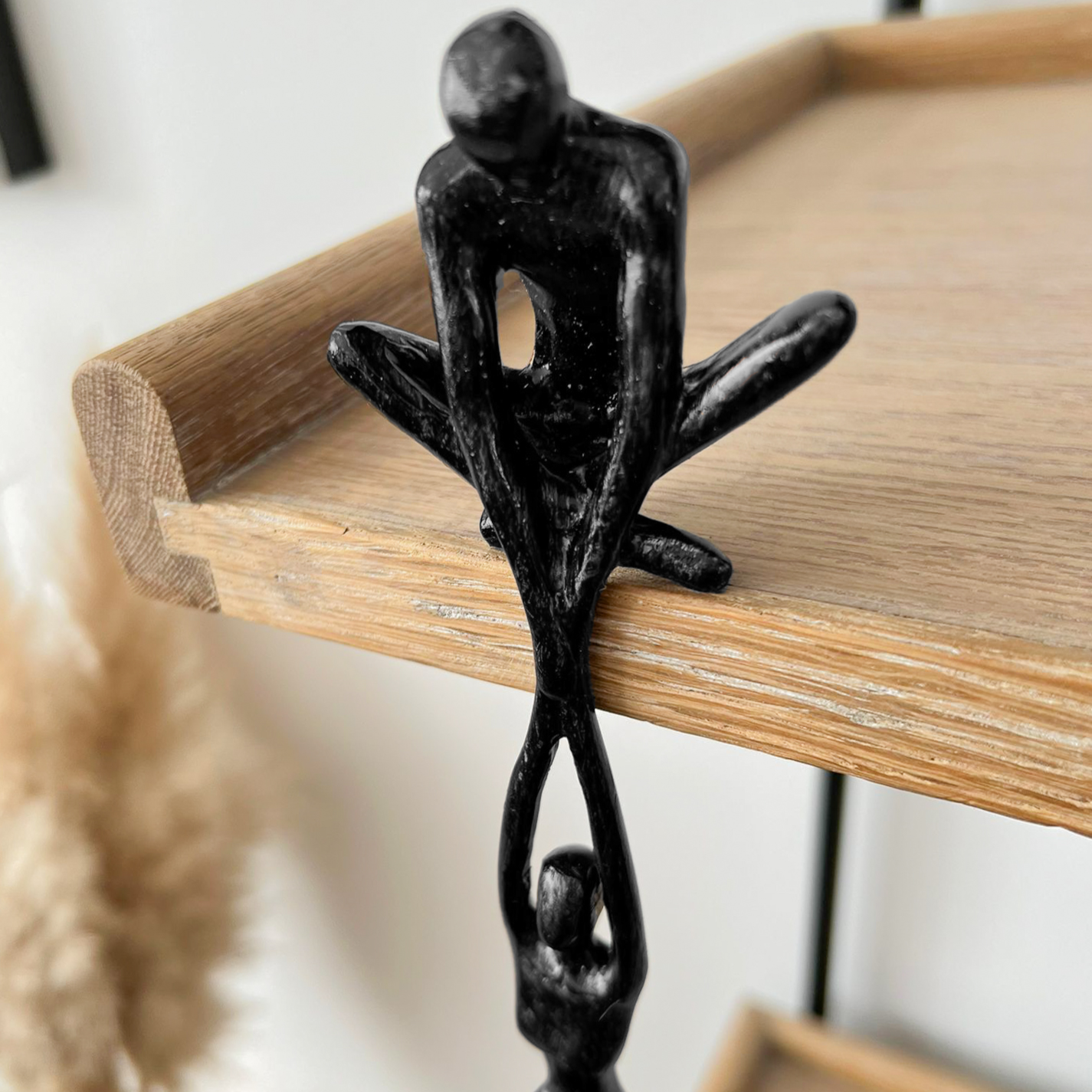 Abstract Couple Hanging Shelf Sculpture in Black Polystone