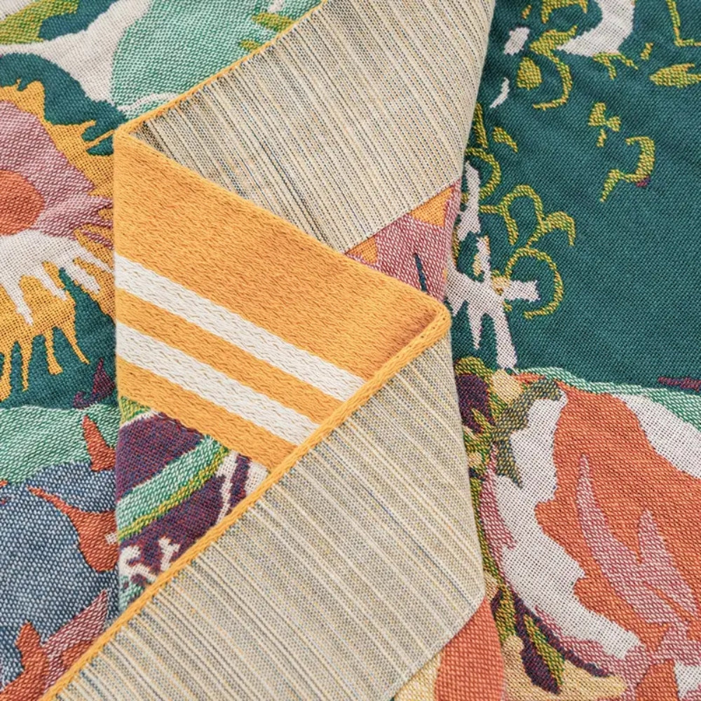 Reversible Jacquard Floral Cotton Blanket