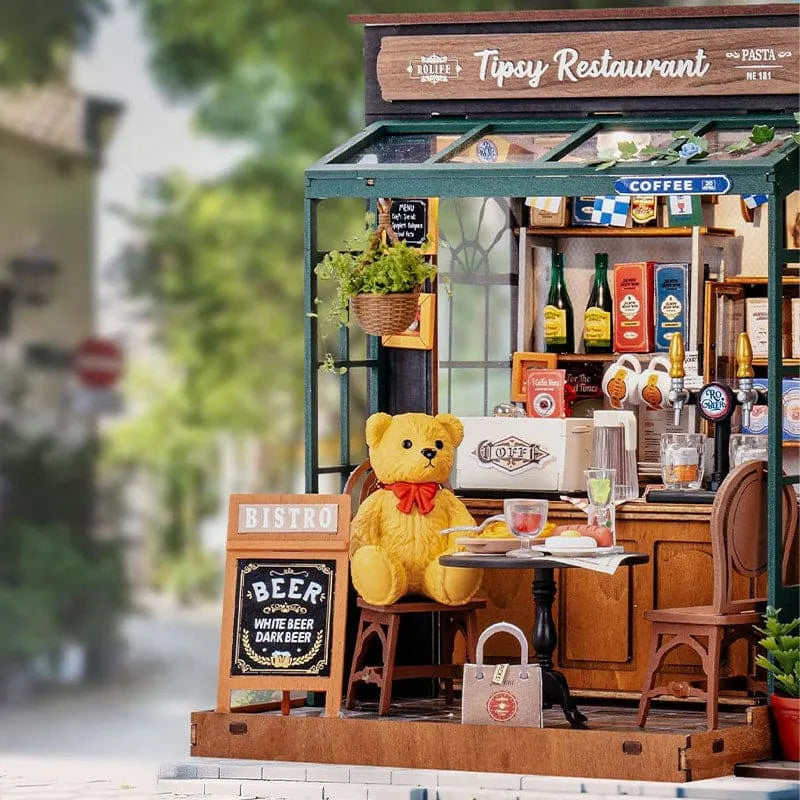 DIY Corner Café Book Nook Kit with Warm Lights and Pastry Shelves