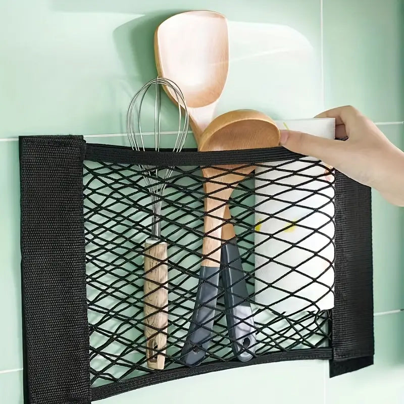 Stretchable Mesh Storage Bag with Adhesive Tape
