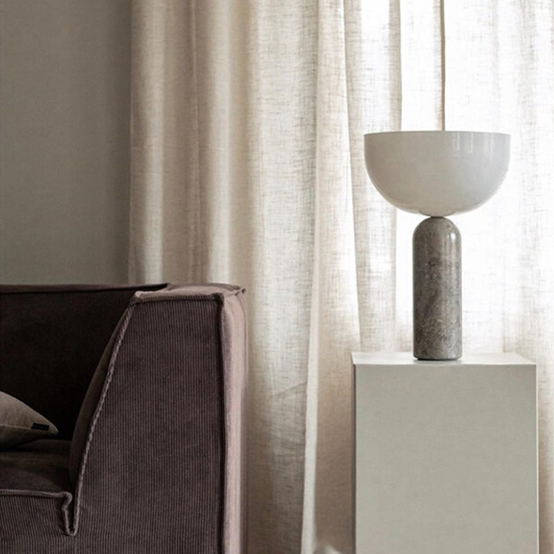 Marble Table Lamp with Gold Accents - Elegant White Marble Design