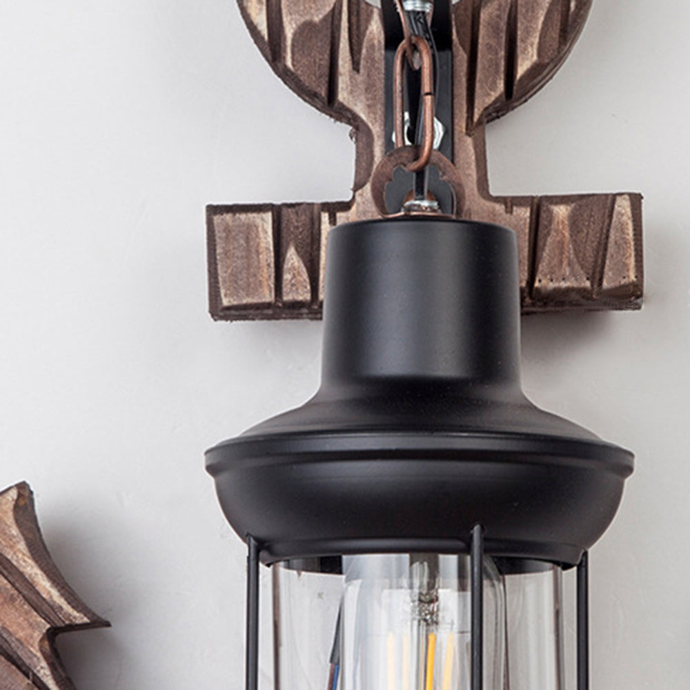 Vintage Anchor LED Wall Light - Industrial Metal and Wood Design