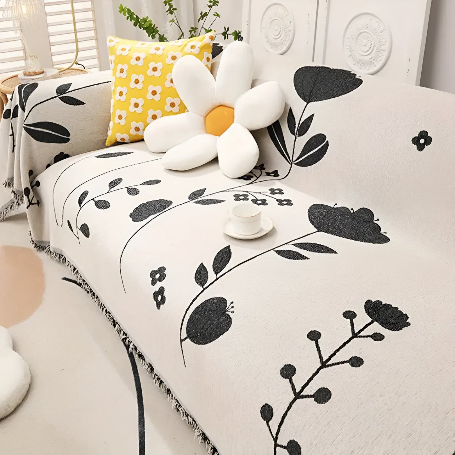 Reversible Floral Microfiber Sofa Cover