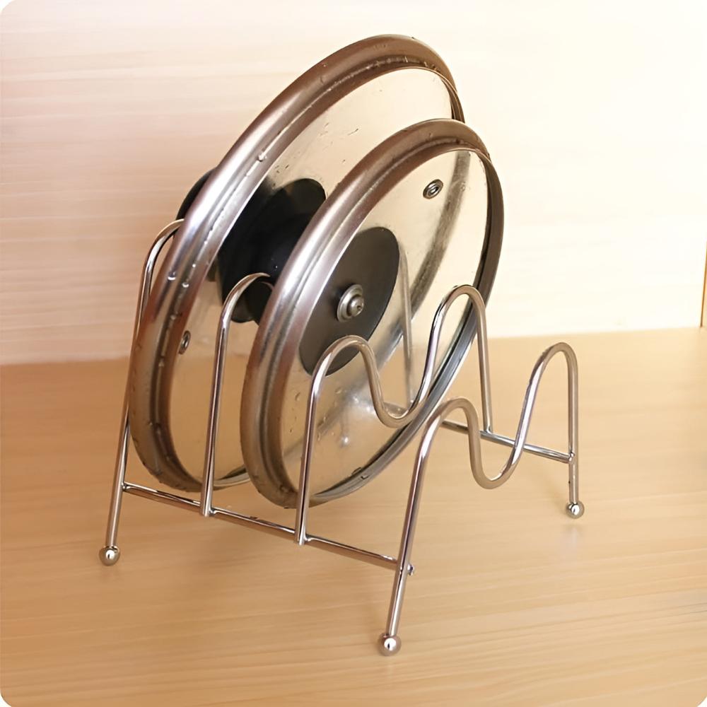 Multi-Layer Chrome Pot Lid and Plate Organizer