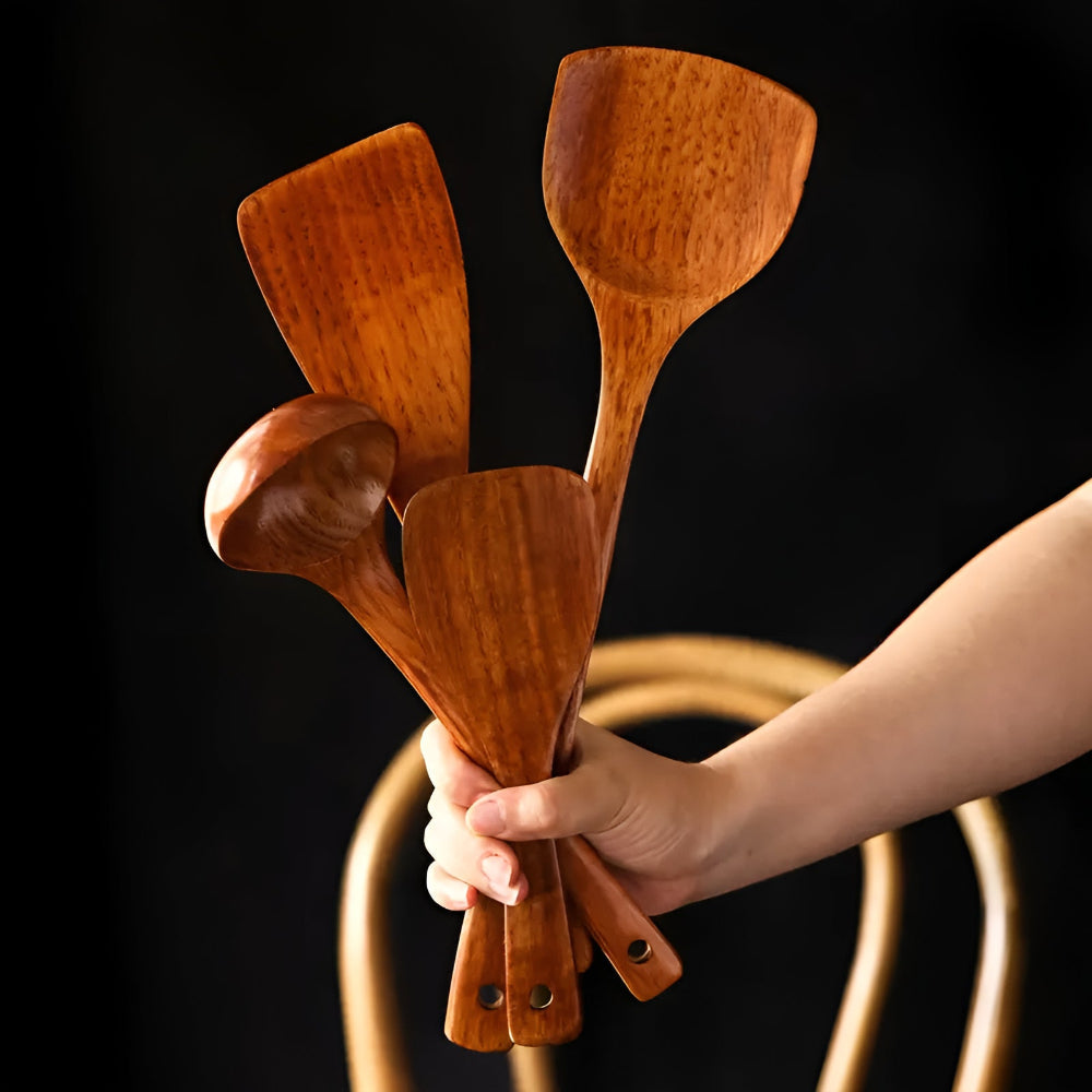 Premium Natural Hardwood Kitchen Utensil Set