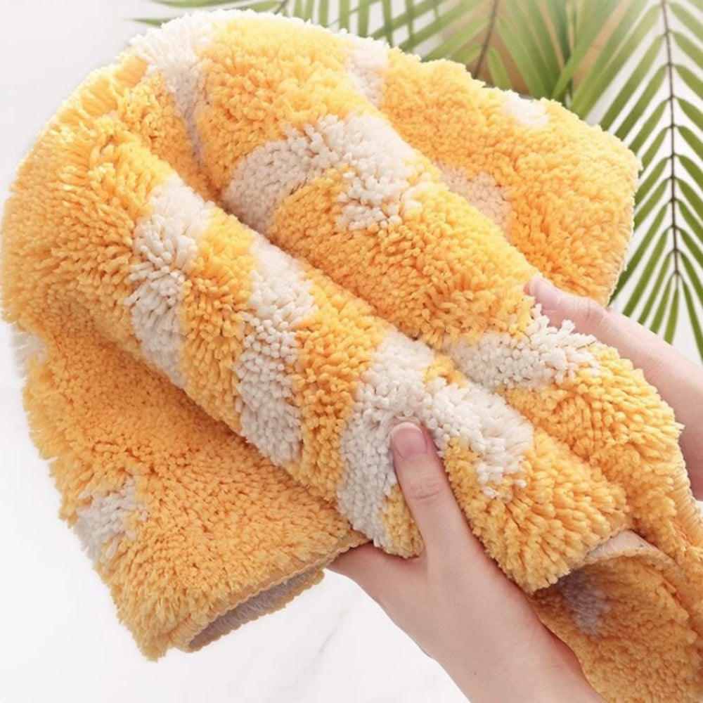 Non-Slip Lemon Bath Mat in Soft Cotton Microfibre