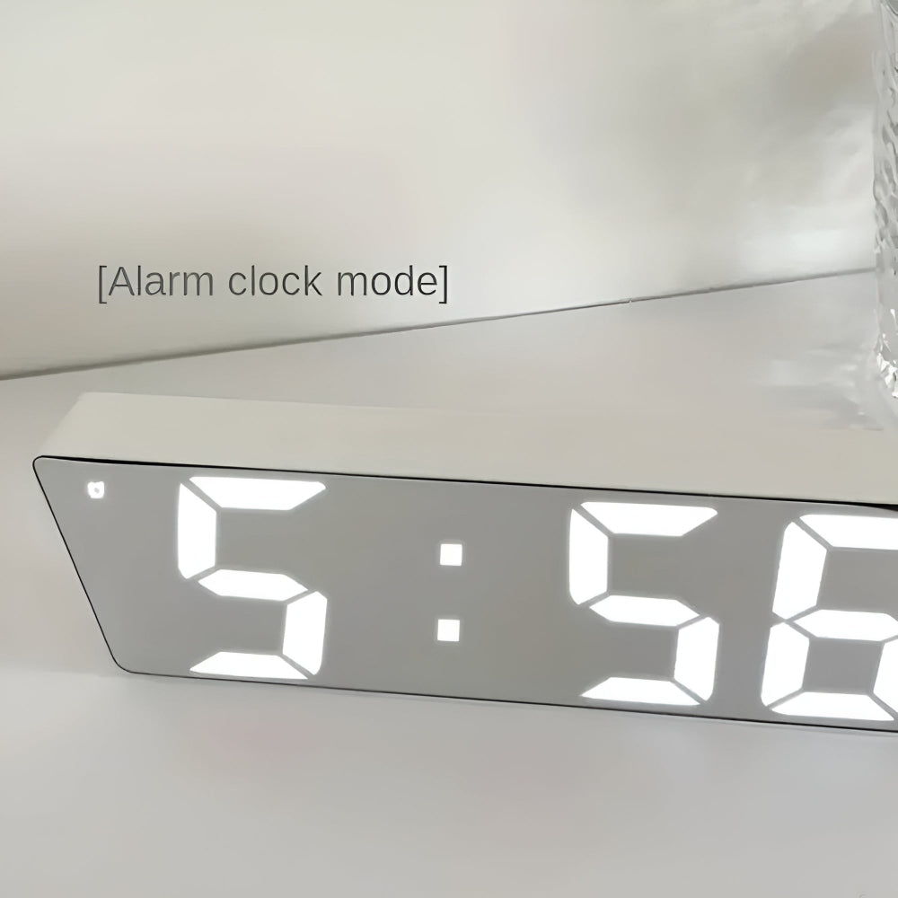 Digital LED Mirror Alarm Clock with Adjustable Snooze and Temperature Display