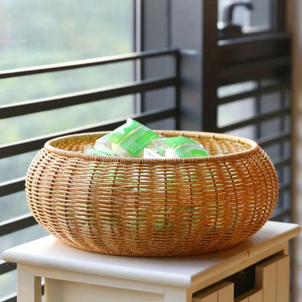 Dome-Shaped Woven Rattan Storage Basket with Lid