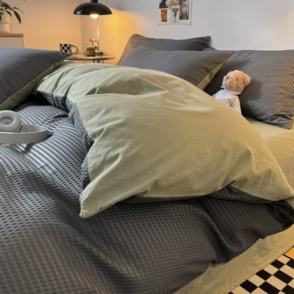Ultra-Soft Waffle Duvet Cover Set with Pillowcases