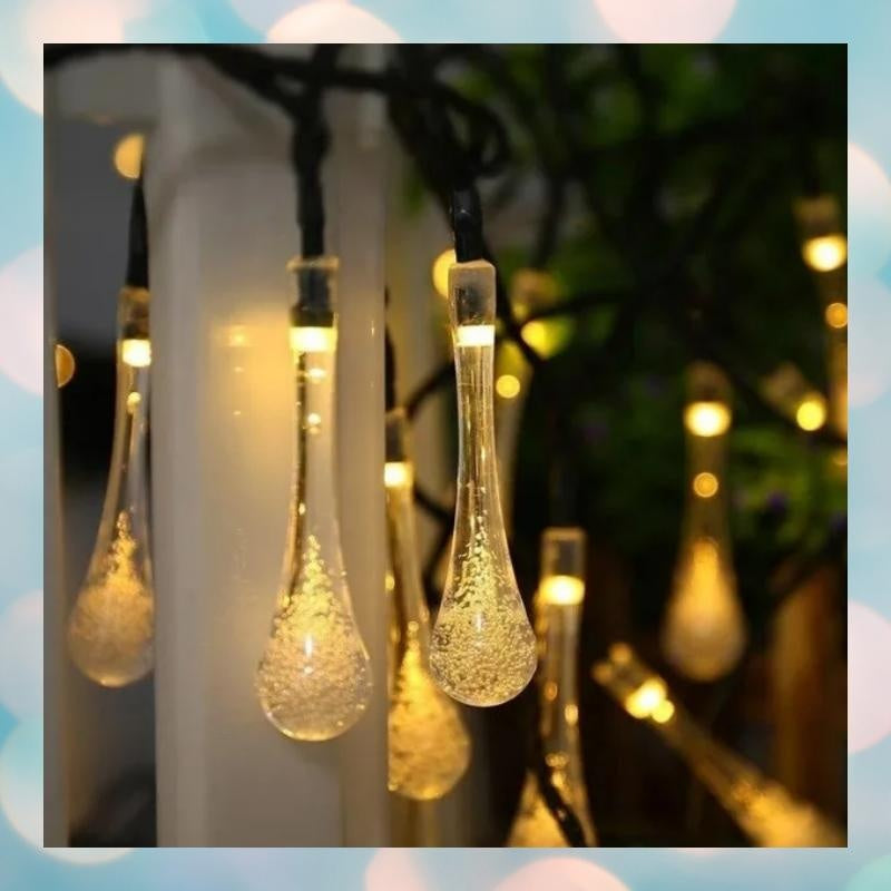 Solar-Powered 30 LED String Lights - 19.3 ft Outdoor Decorative Lighting
