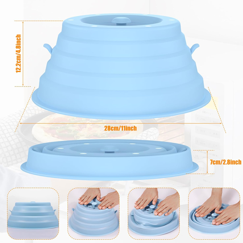 Collapsible Magnetic Silicone Microwave Cover with Steam Vents