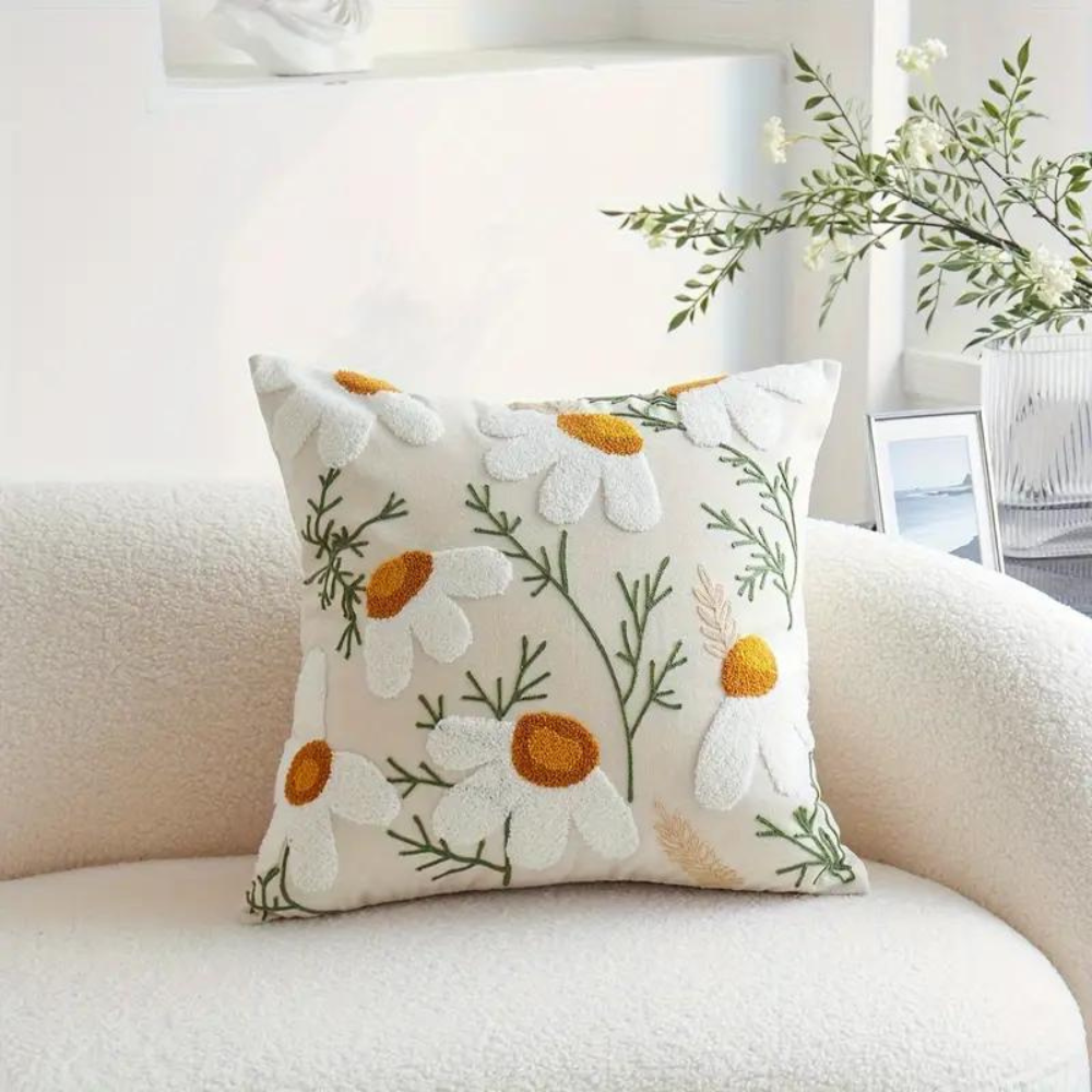 Plant Flower Patterned Microfiber Cotton Cushion Cover