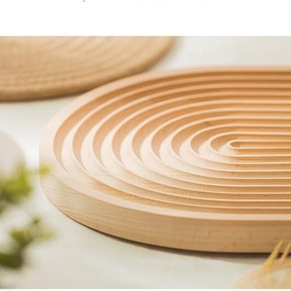 Rippled Wooden Serving Tray with Polished Finish