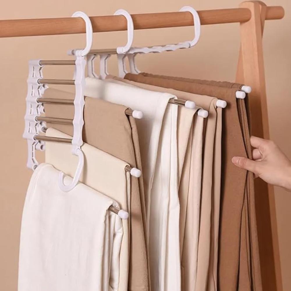 Foldable Stainless Steel Pants Rack for 5 Trousers and Jeans