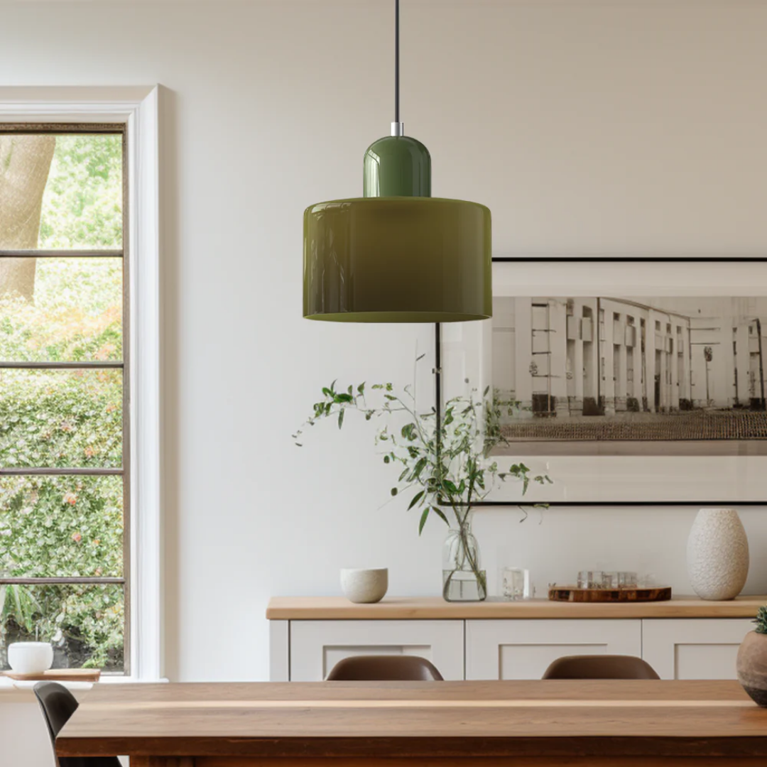 Retro Glass Shade Hanging Lamp with Adjustable Cable