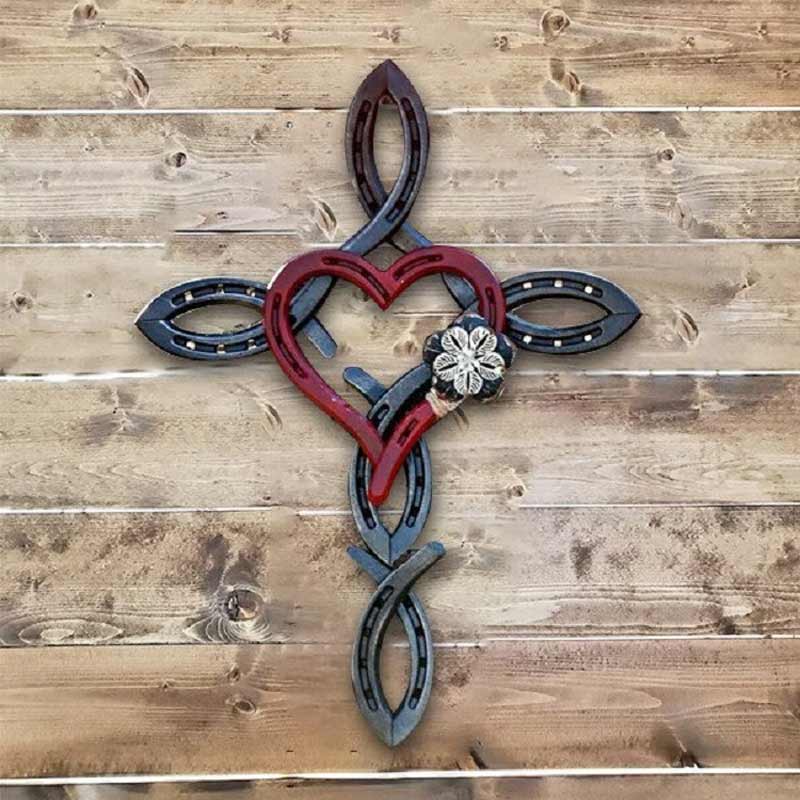 Horseshoe Wreath with Heart and Galvanized Welcome Sign