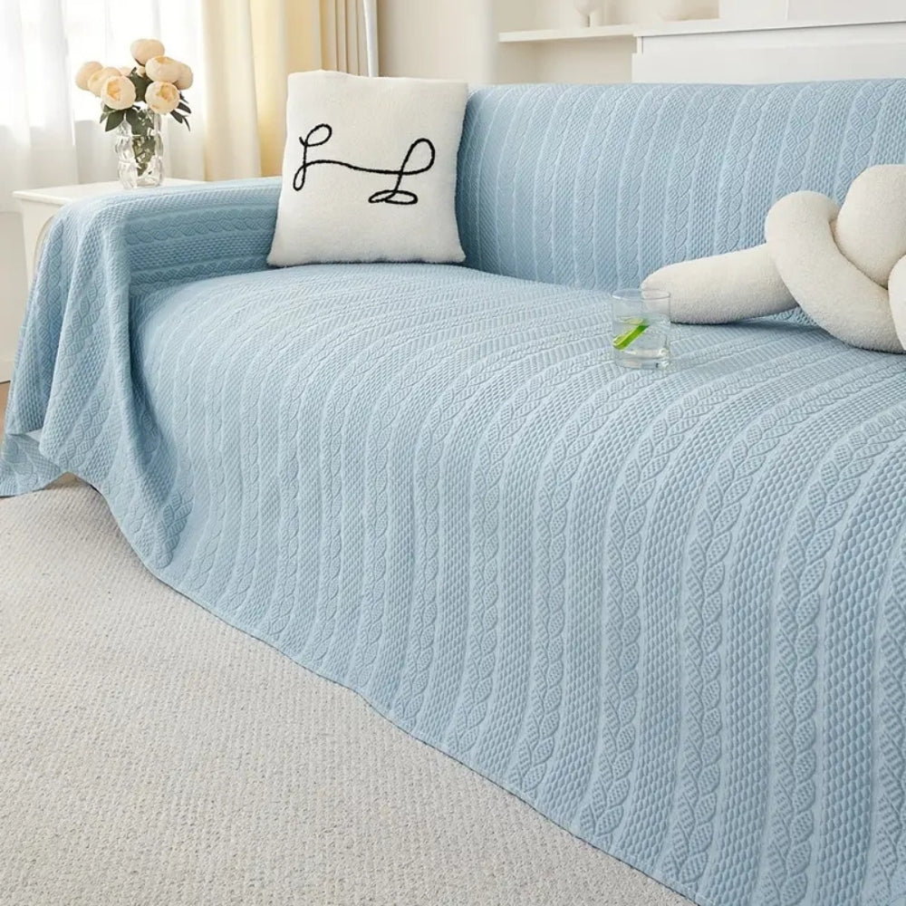 Plush Microfiber Leaf Sofa Cover with Lace Detail