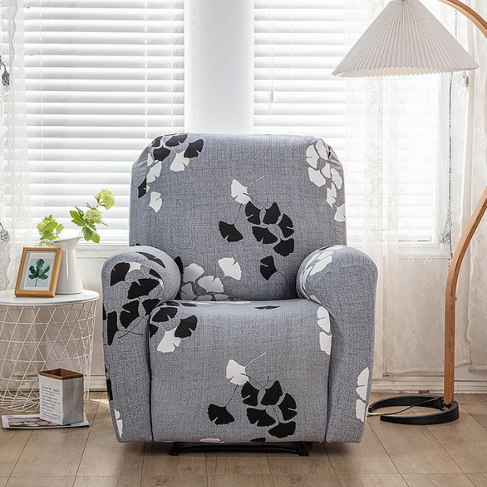 Floral Stretch Recliner Sofa Cover with Side Pockets