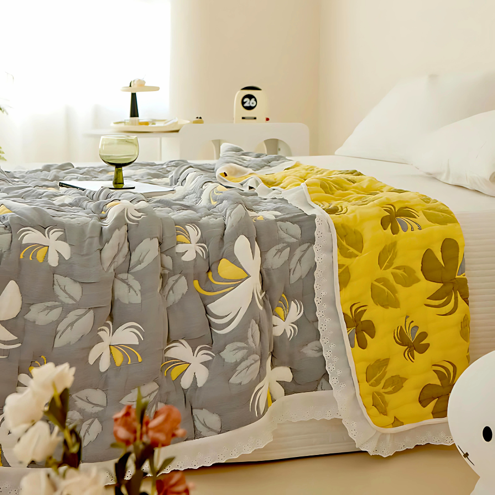 Bamboo Fiber Elegant Floral Summer Blanket