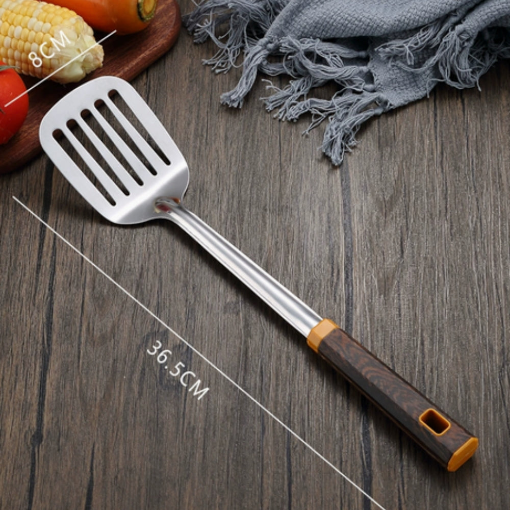 Wood Grain Stainless Steel Cooking Utensils Set - 6 Pieces