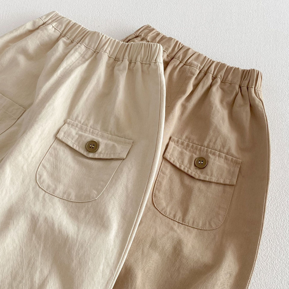 Comfortable Cotton Blend Cargo Pants for Toddlers and Kids with Pockets