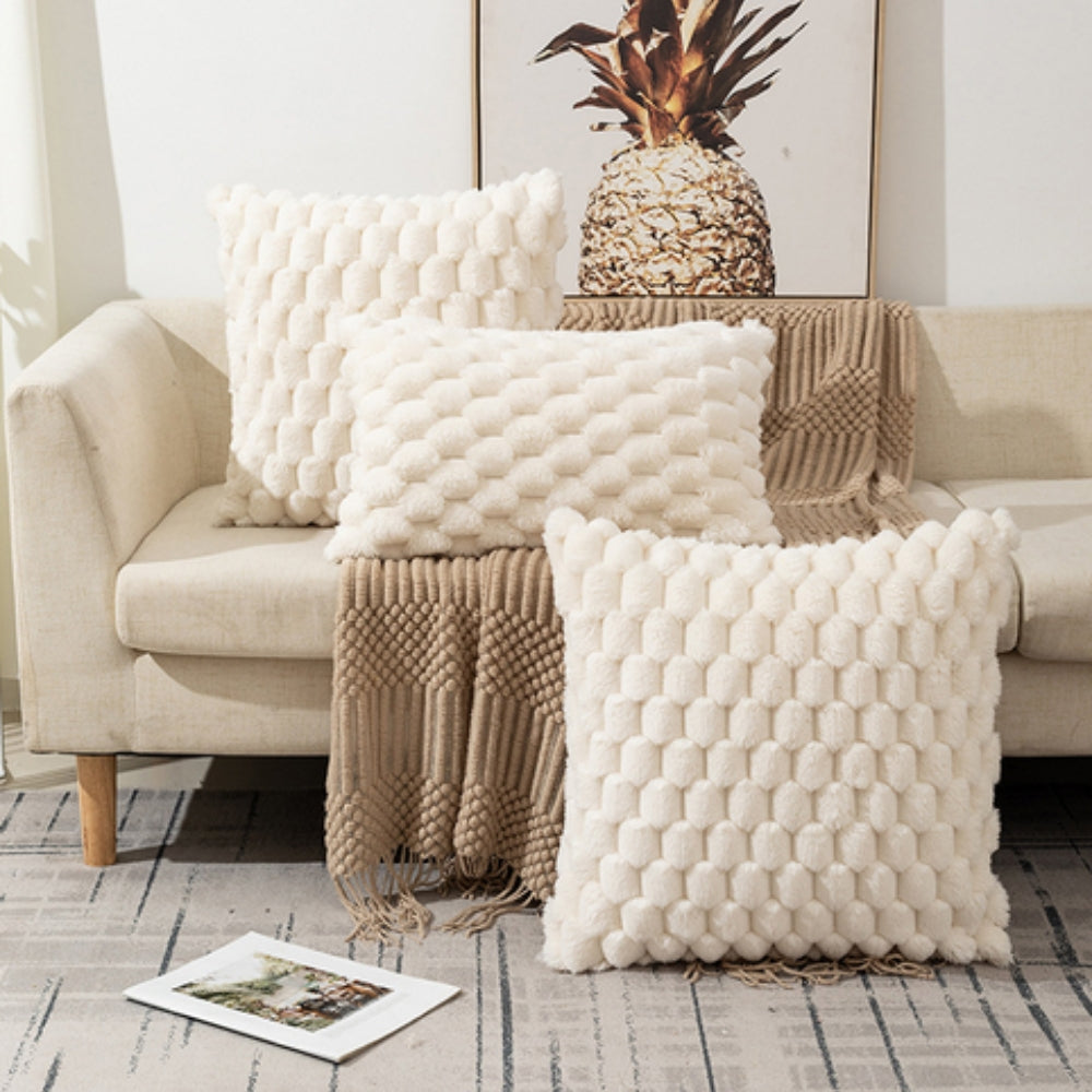 3D Plush Marshmallow Cushion Cover in Cream White
