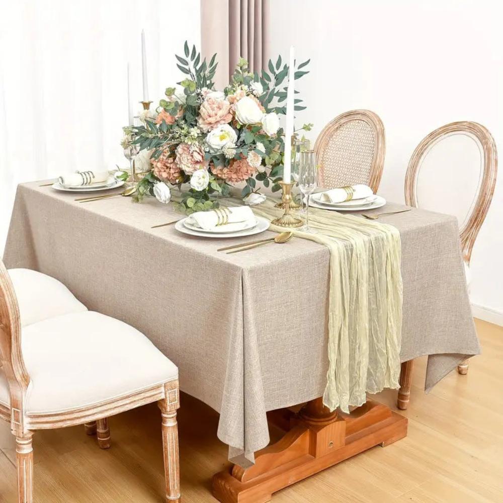 Cotton-Linen Blend Minimalist Rectangle Tablecloth