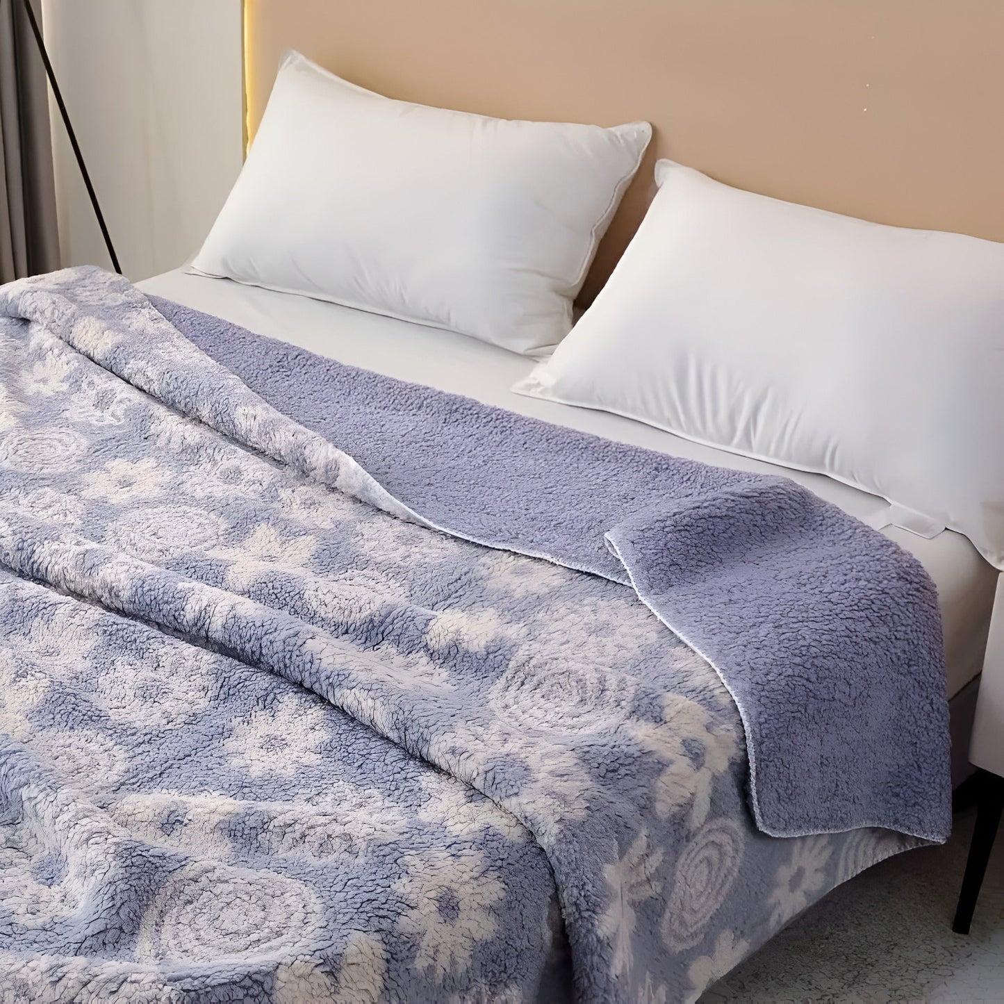 Reversible Lavender Fleece Throw Blanket