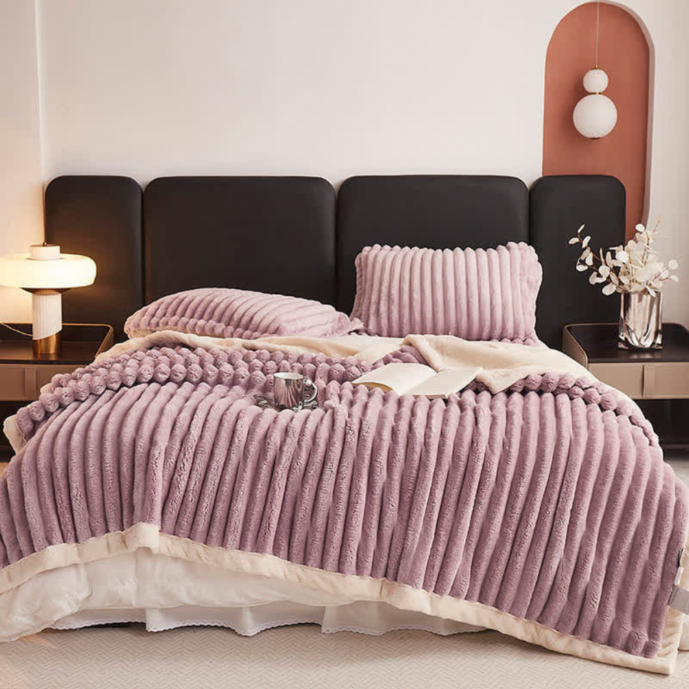 Reversible Faux Fur Fleece Throw Blanket
