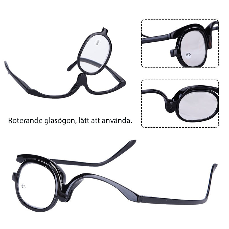 Makeup Glasses with Rotating Lenses for Easy Application