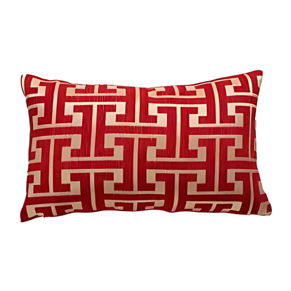 Embroidered Maze Pattern Chenille Cushion Cover