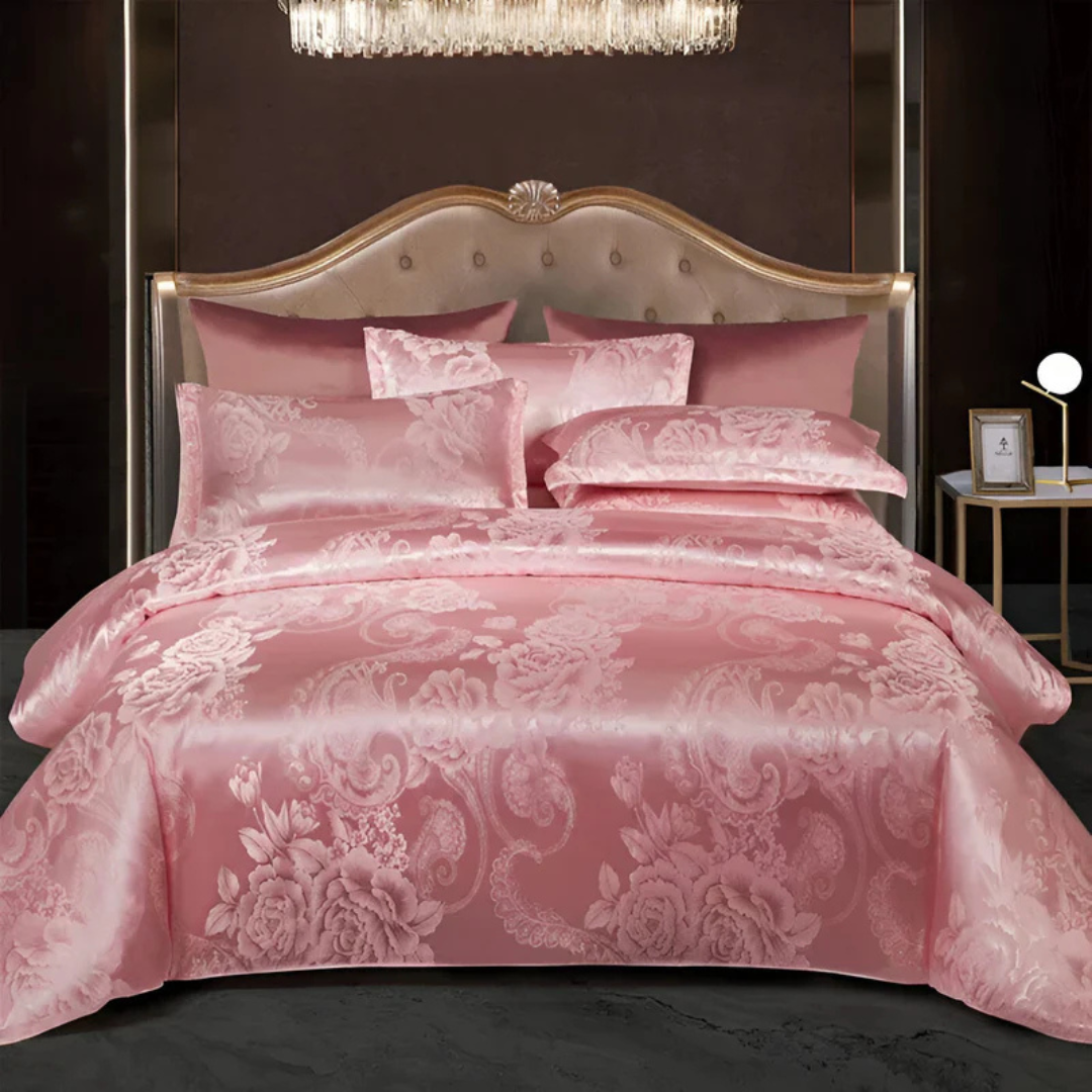 Satin Floral Duvet Cover Set with Pillowcases