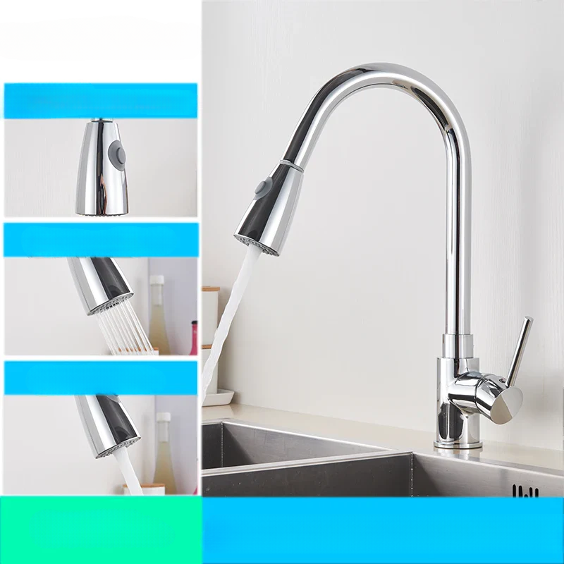 Flexible Brushed Nickel Kitchen Faucet with Rotating Spout