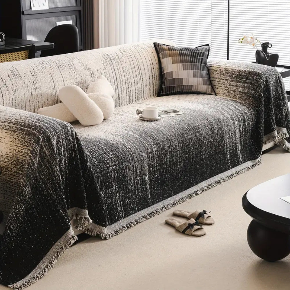 Neutral Chenille Sofa Cover - Pet-Friendly, Machine Washable