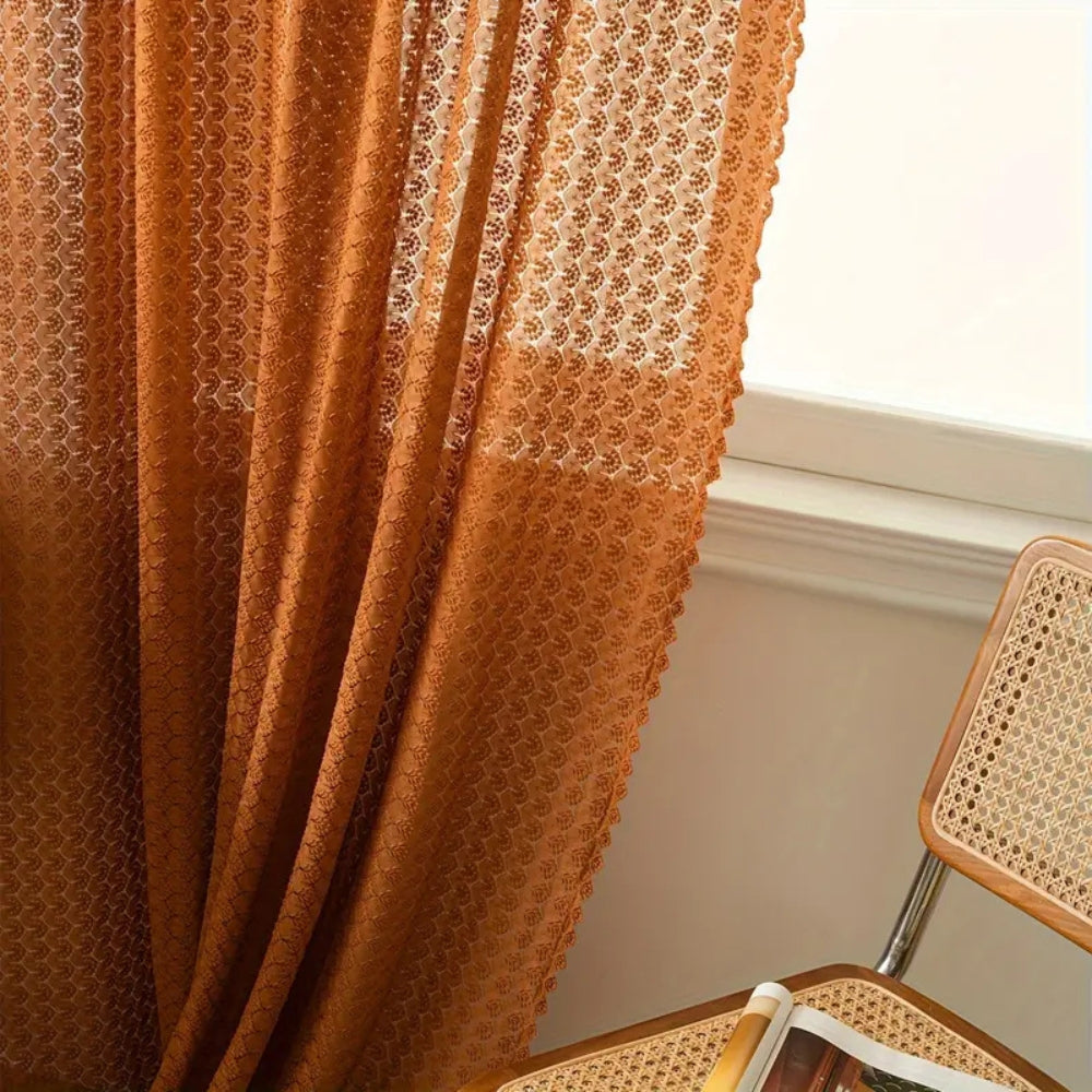 Amber Glow Bohemian Crochet Curtain
