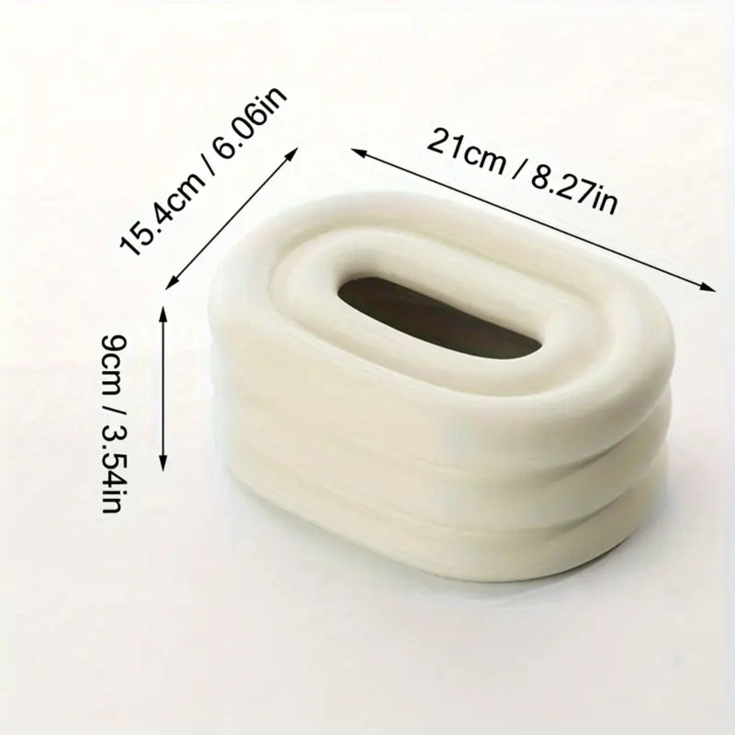Lustre Ceramic Tissue Box with Wind Ring Design