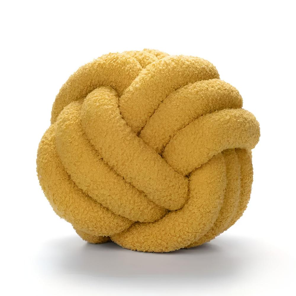 Knotted Lambswool Boucle Cushion with Flower Design