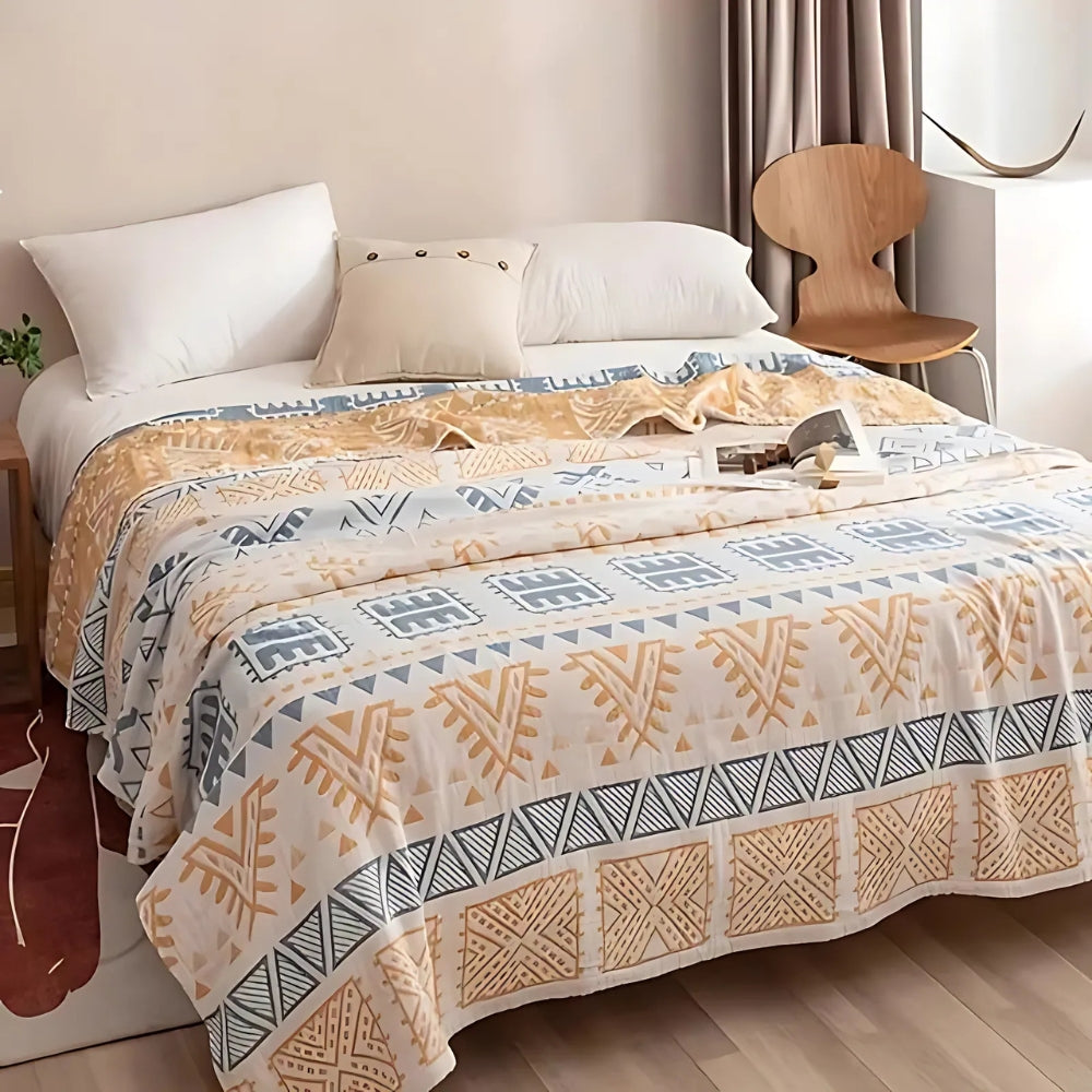 Pure Cotton Aztec Geometric Throw Blanket