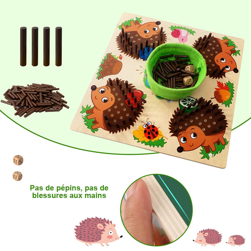 Wooden Hedgehog Counting Game for Kids - Montessori Educational Toy