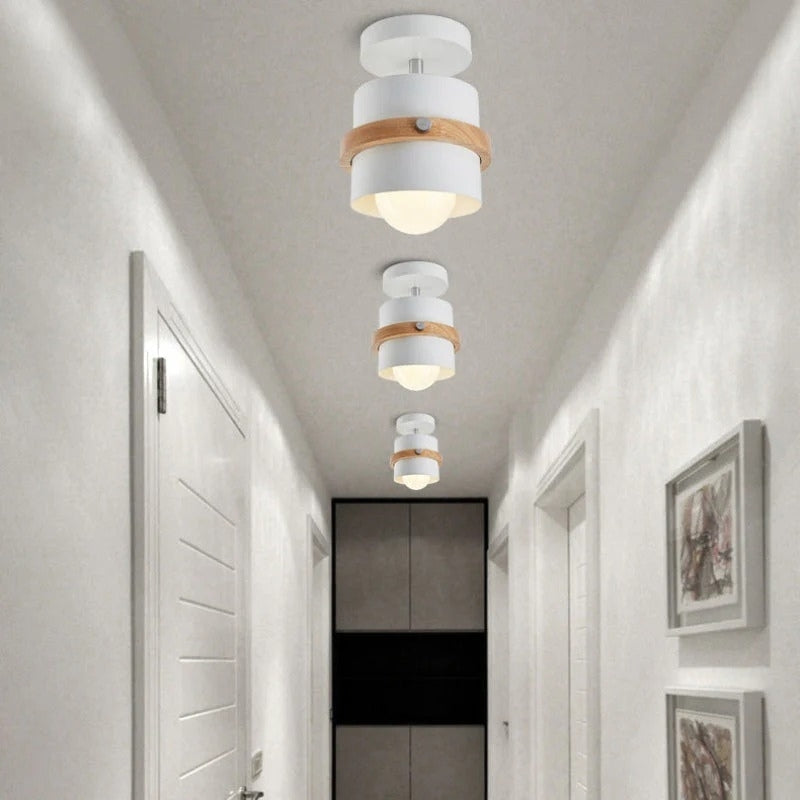 Rotating Layered Wood and Metal Ceiling Light