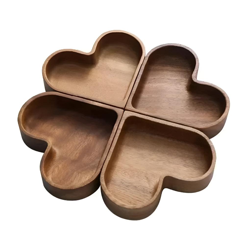 Heart-Shaped Solid Nut Wood Snack Tray